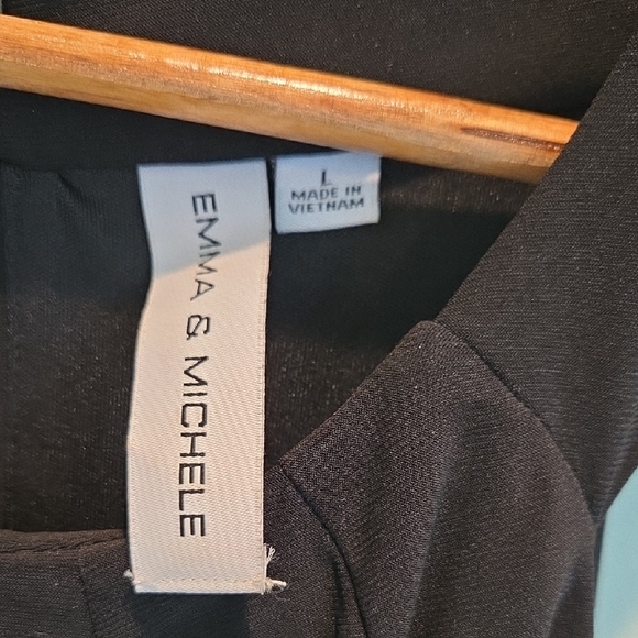 Emma & Michele Black Halter Jumpsuit w/ Striped Wide Leg Pants Size L - Picture 3 of 12